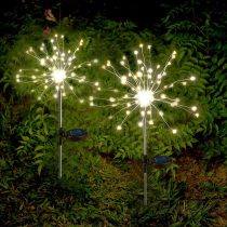 Solar Garden Lights Outdoor, 2 x Solar Firework Lights Warm White LED Solar Starburst Lights with 2 Lighting Modes Twinkling and Steady-ON for Garden, Patio, Yard, Flowerbed, Parties