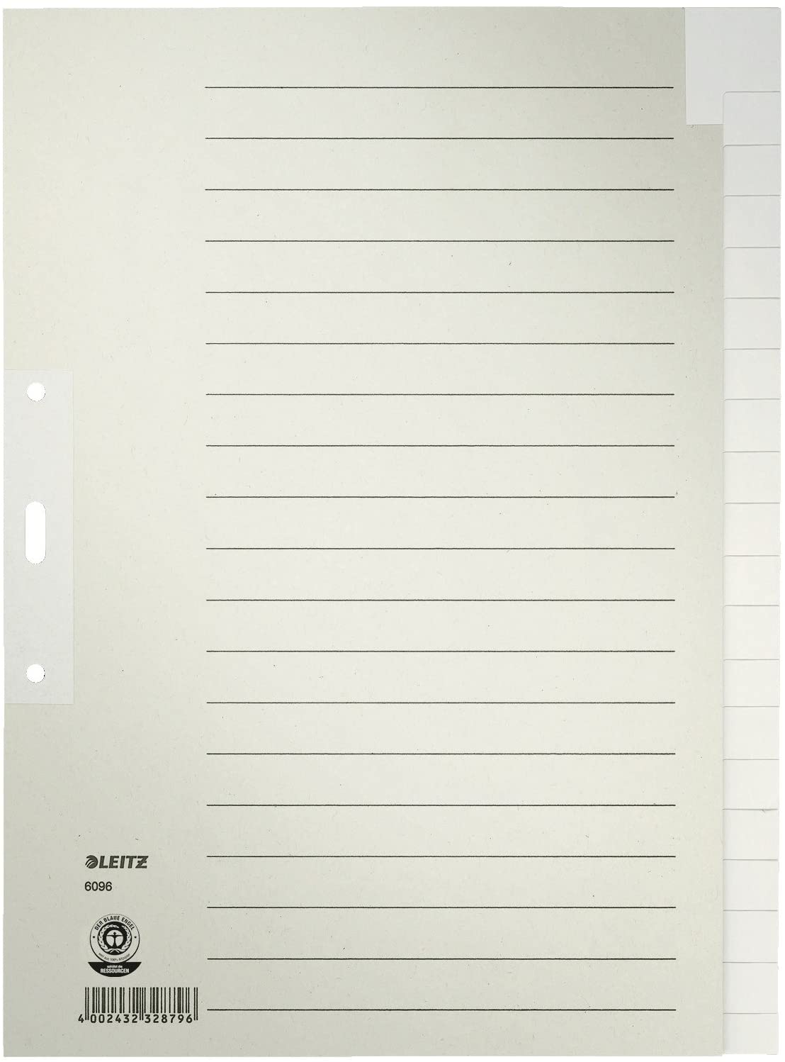 Leitz Blanko 60960085 Index Sheets A4 Paper Grey Pack of 20, Grau