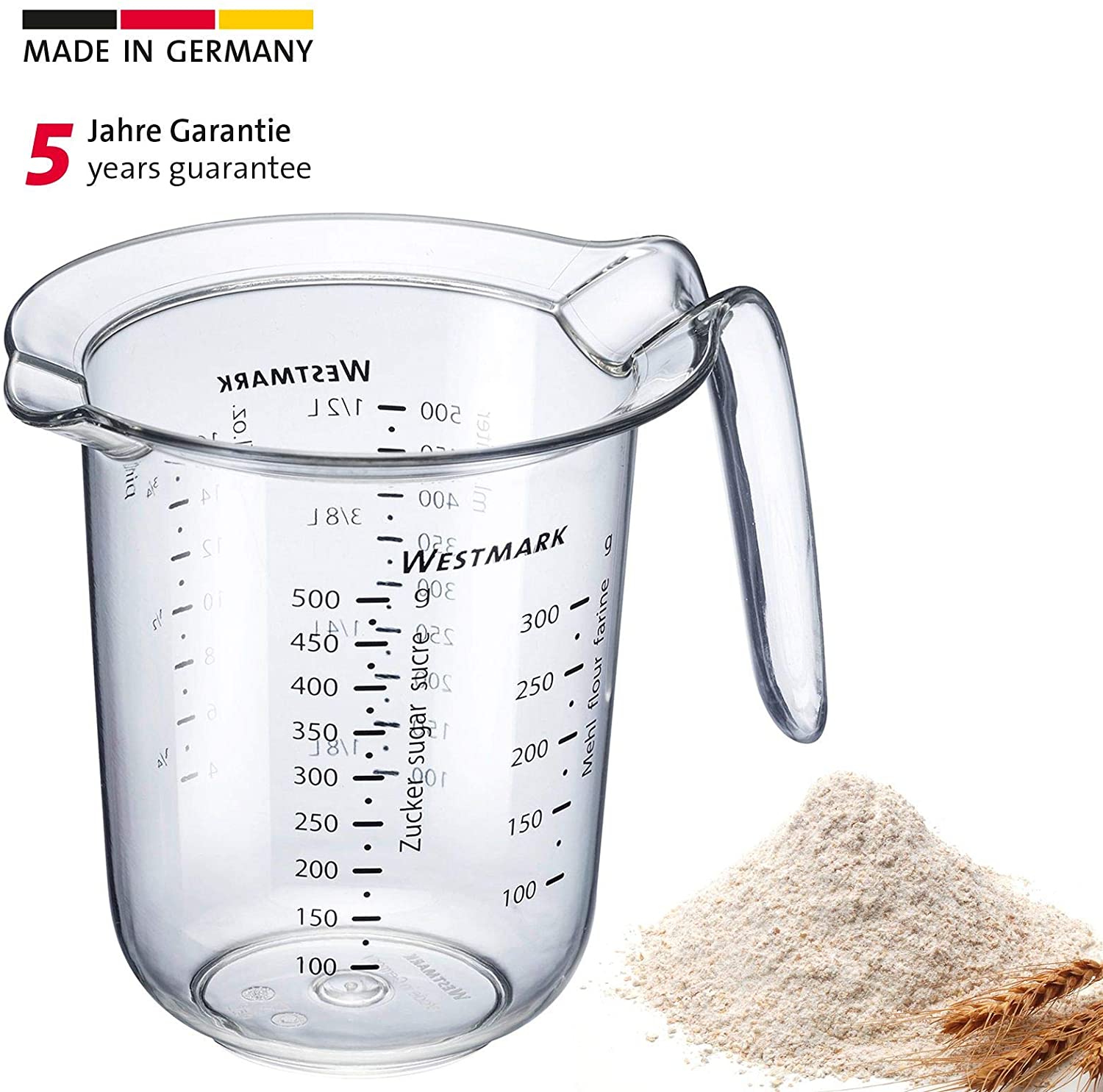 Westmark Measuring Jug, Multilingual Measuring Scales In Various Units, Volume: 0.5 L, Plastic, Transparent, 30642270