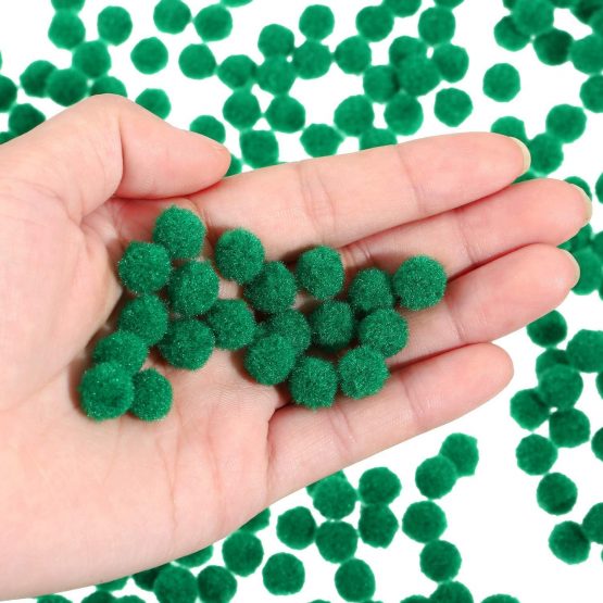 600 Pieces Christmas Pom Poms Fluffy Pom Balls Mini Craft Pompoms for Christmas DIY Party Decorations (Green) - Image 3