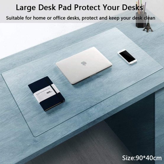 Clear Desk Pad, 35.5x15.8 Inch Large Non-Slip Textured PVC Desk Writing Mat, Waterproof Round Edges Desk Pad Protector Table Cover Mat for Office Home Desks - Image 2