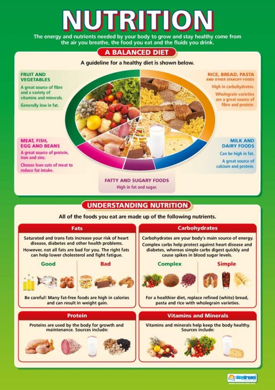 Nutrition | PSHE Posters | Laminated Gloss Paper measuring 850mm x 594mm (A1) | PSE Classroom Posters | Education Charts by Daydream Education