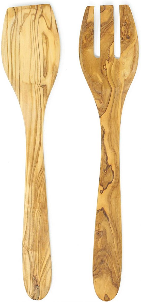 Benera Olive Wood Salad Servers Set of 2 Approx. 30 cm Mediterranean - Image 3