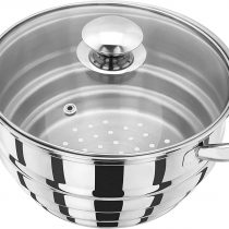 Judge Steamer Insert HX12 Stainless Steel Stepped Steamer Insert Colander with Twin Handles fit Any 16cm, 18cm or 20cm Pans, 25 Year Guarantee