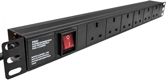 Dynamode 6 Way Horizontal 13a Switched Power Distribution Unit (PDU) Multi Plug Power Strip Electric Charging Station. Made Of Aluminum Alloy With Plug Rackmount, 1.8M Cable for Home, Office and Industrrial Use