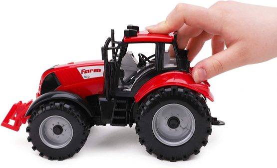 ToylandⓇ Friction Powered Farm Tractor With Opening Bonnet - Available In Pink, Blue, Red & Green (RED) - Image 2