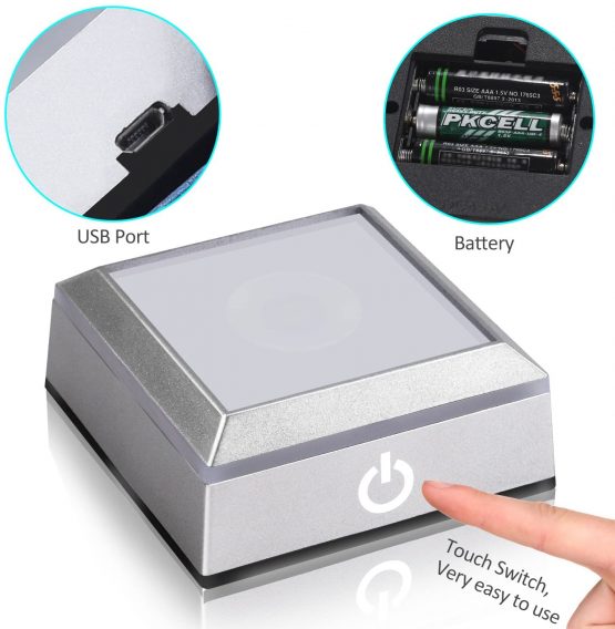 ERWEI LED Light Base Show Stand Display Plate with Sensitive Touch Switch for 3D Laser Crystal Glass Art - Image 3