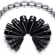 FECTAS 32pcs Ear Stretching Kit Acrylic Tapers & Surgical Steel Plugs Gauges (00G-24mm)
