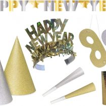 Folat 04450 Party Set Happy New Year Glitter-27 Pieces, Multi Colours