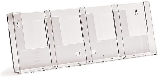 taymar 4W104 DIN Long (DL) (1/3 A4) Wall brochure Holder with Four compartments