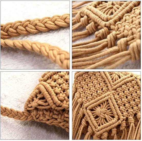 LA HUATE Women Handmade Beach Shoulder Bags Summer Holiday Tassel Purse Casual Messenger Bags Crossbody Bags - Image 3