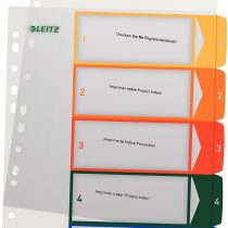 Leitz A4 1-5 Index, PC-Printable, Heavy Duty Plastic, Standard colours - White/Multicolour