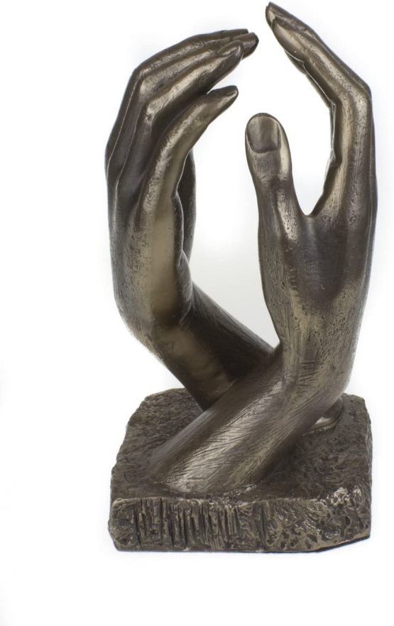 Cold Cast Bronze Hands Romantic Sculpture Inspired by THE CATHEDRAL By Great Sculptor Auguste Rodin, A Great Bronze Anniversary Present or Wedding Gift