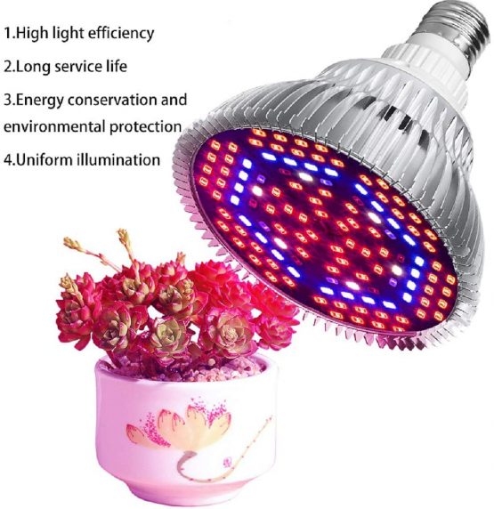 Led Grow Light Bulb Full Spectrum 50W, Upgraded E27 Growing Lights Lamp with UV&IR for Indoor Plant Veg and Flower,Hydroponics,Seedling,Succulent,Garden Greenhouse, Easy to Install, 78PCS LEDs - Image 2