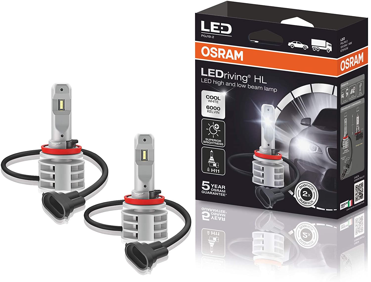 OSRAM LEDriving® HL Gen2, ≜H11, LED High/Low Beam Lamps, Off-road only, non  ECE, Folding Carton box (2 units) – BigaMart