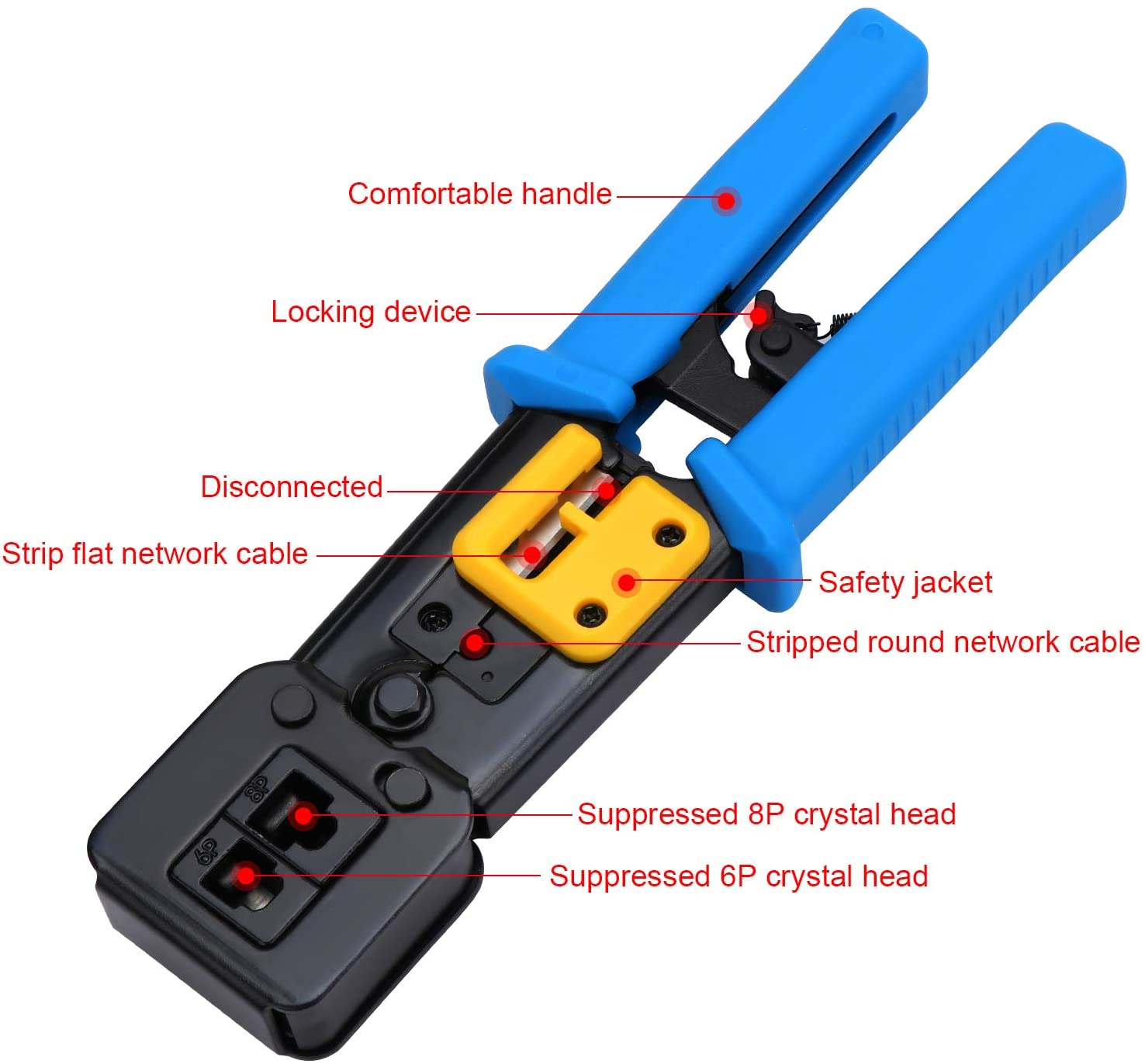 Aussel RJ45 Crimp Tool Set, Cat5 Cat5e Cat6 Crimping Tool for RJ45/RJ11