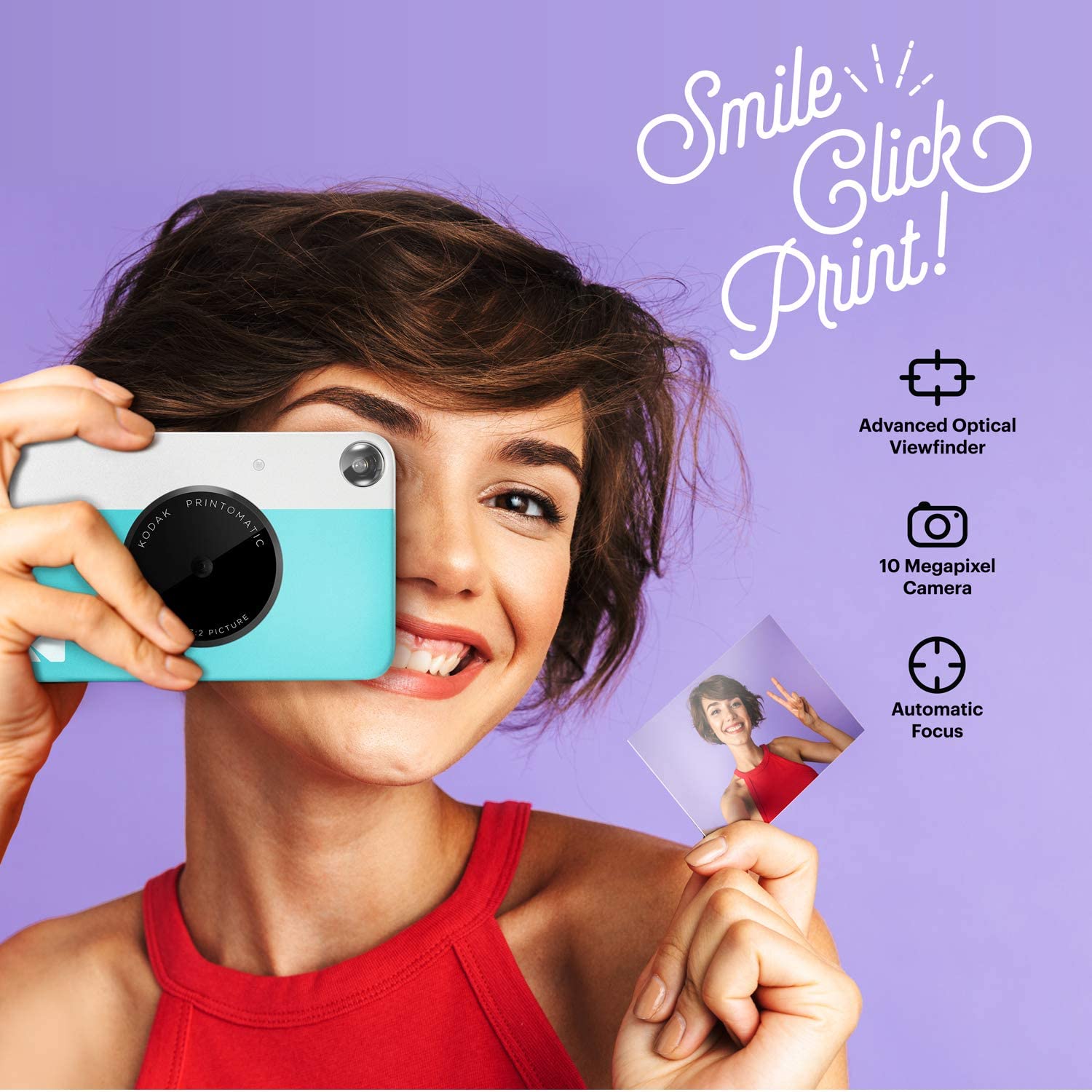 AM KODAK Printomatic Full-Color Instant Print Digital Camera, Zink 2x3" (5.1x7.5 cm) Sticky-Back Photo Paper, 5MP, Portable - Image 2