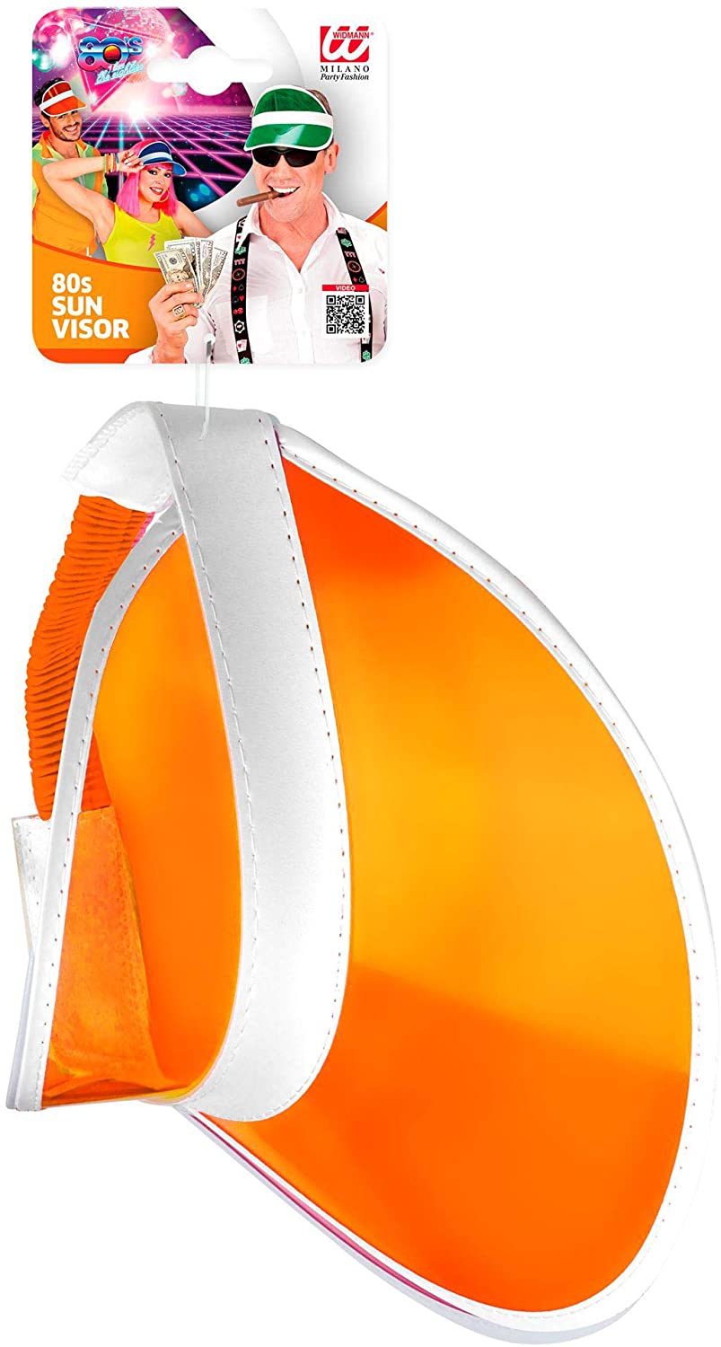 Widmann 01469-80s Style Sun Visor, Unisex Adult, Hat, Disco, Pride, Carnival, Theme Parties, One Size, Orange Color - Image 2