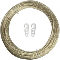 iGadgitz Home U6941 - Steel Core Washing Line Rope Plastic Coated Clothes Rope Laundry Washing Rope Clothesline for Outdoor, Garden, Wall - Gold - Length 50m / 164ft