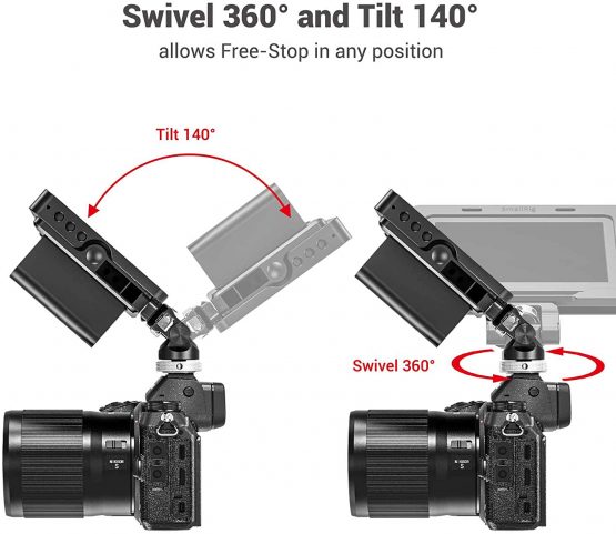 SMALLRIG Swivel and Tilt Camera Monitor Mount Holder Support with Cold Shoe Adapter - BSE2346B - Image 3