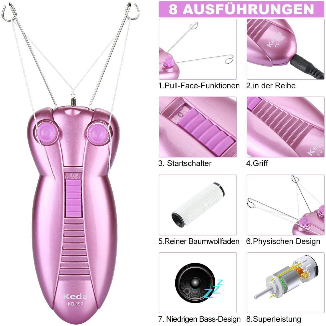 WAYCOM Ladies Facial Hair Remover Electric Women's Beauty Epilator Facial Threading Hair Removal Shaver Face Massager Pull Faces Delicate Device Depilation - Image 2