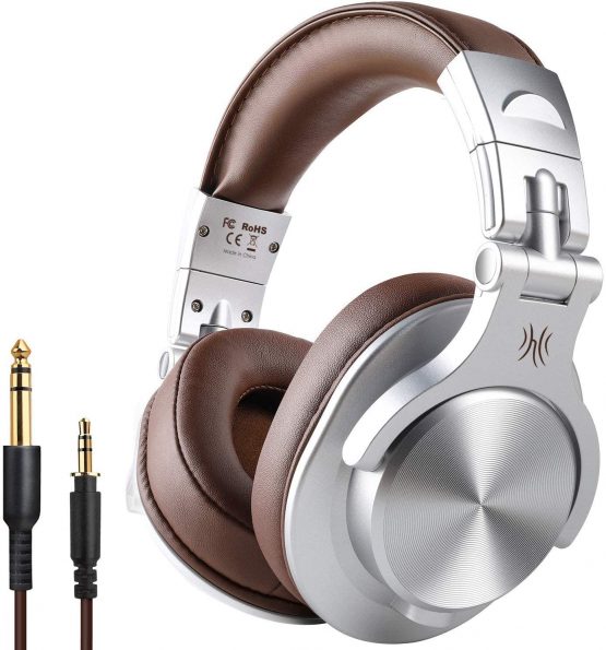 OneOdio A70 Over Ear Bluetooth Headphones, Foldable Wireless and Wired Headset with Microphone, Professional Studio Monitor Mixing Headphones for TV/PC/Phone
