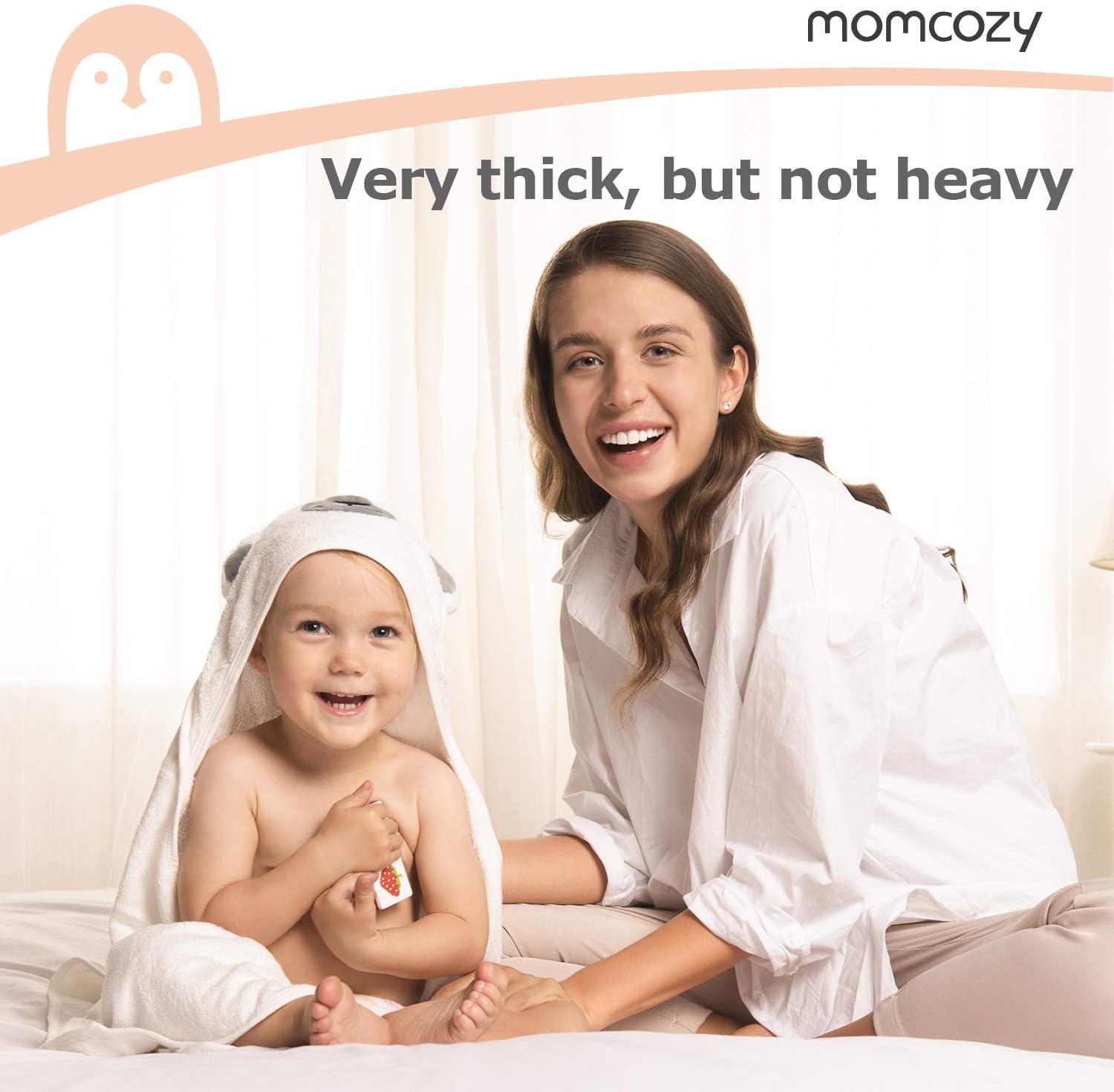 Momcozy Bamboo Baby Bath Towels Set 5 Packs, 1 * Baby Towels with Hood Newborn, 3 * Baby Washcloths, 1 * Baby Bath Glove - Image 4