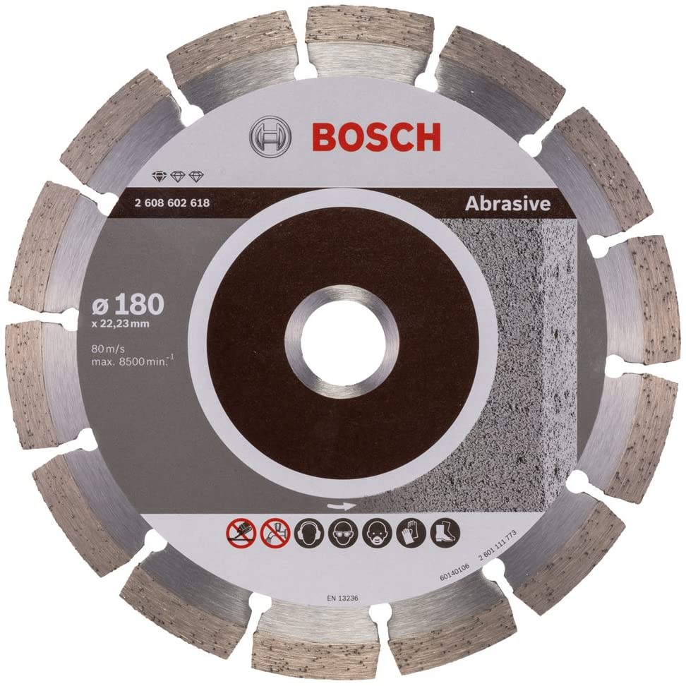Bosch 2608602618 Diamond Cutting Disc Standard for Abrasive, Silver/Grey, 180mm diameter