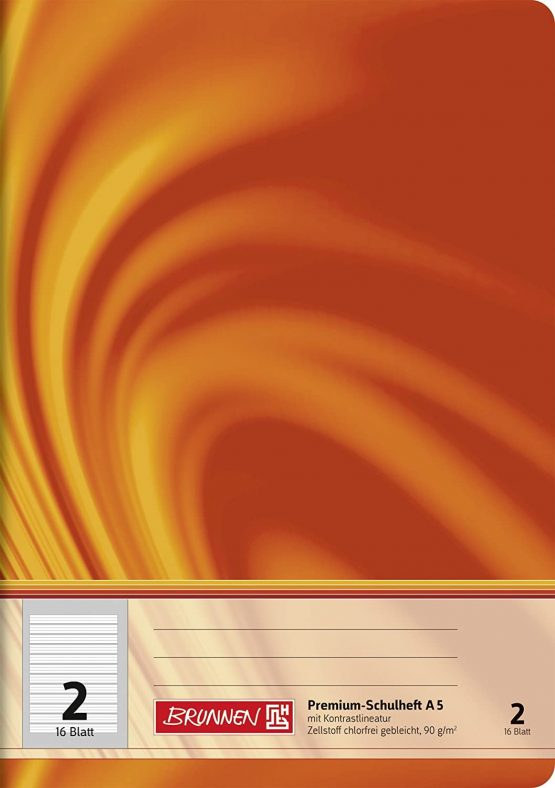 Brunnen 104570202 Exercise Book, A5 Vivendi, 16 Pages, Ruled with a Margin, for Class 2