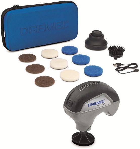 Dremel Versa PC10 High-Speed Power Cleaner Kit, Cordless Cleaning Tool/Spin Scrubber with 9 Multi-Purpose Cleaning Pads, Bristle Brush and Splash Guard for Faster, Easier Cleaning and Scrubbing