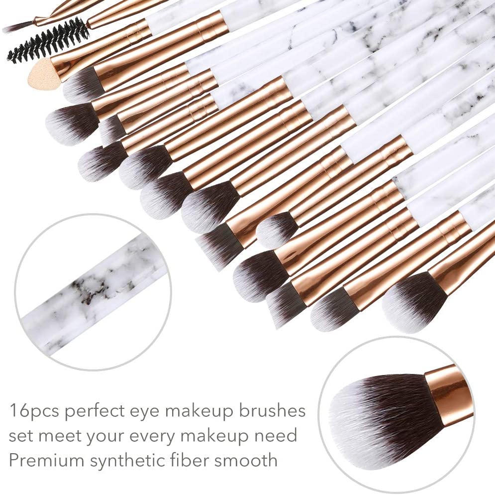 Makeup Brushes Set DUAIU 16PCS Vegan Synthetic Make up Brushes Foundation Eyeshadow Concealer Eyebrow Black Marble Brush Set including Makeup Brush Holder and Gift Box - Image 2