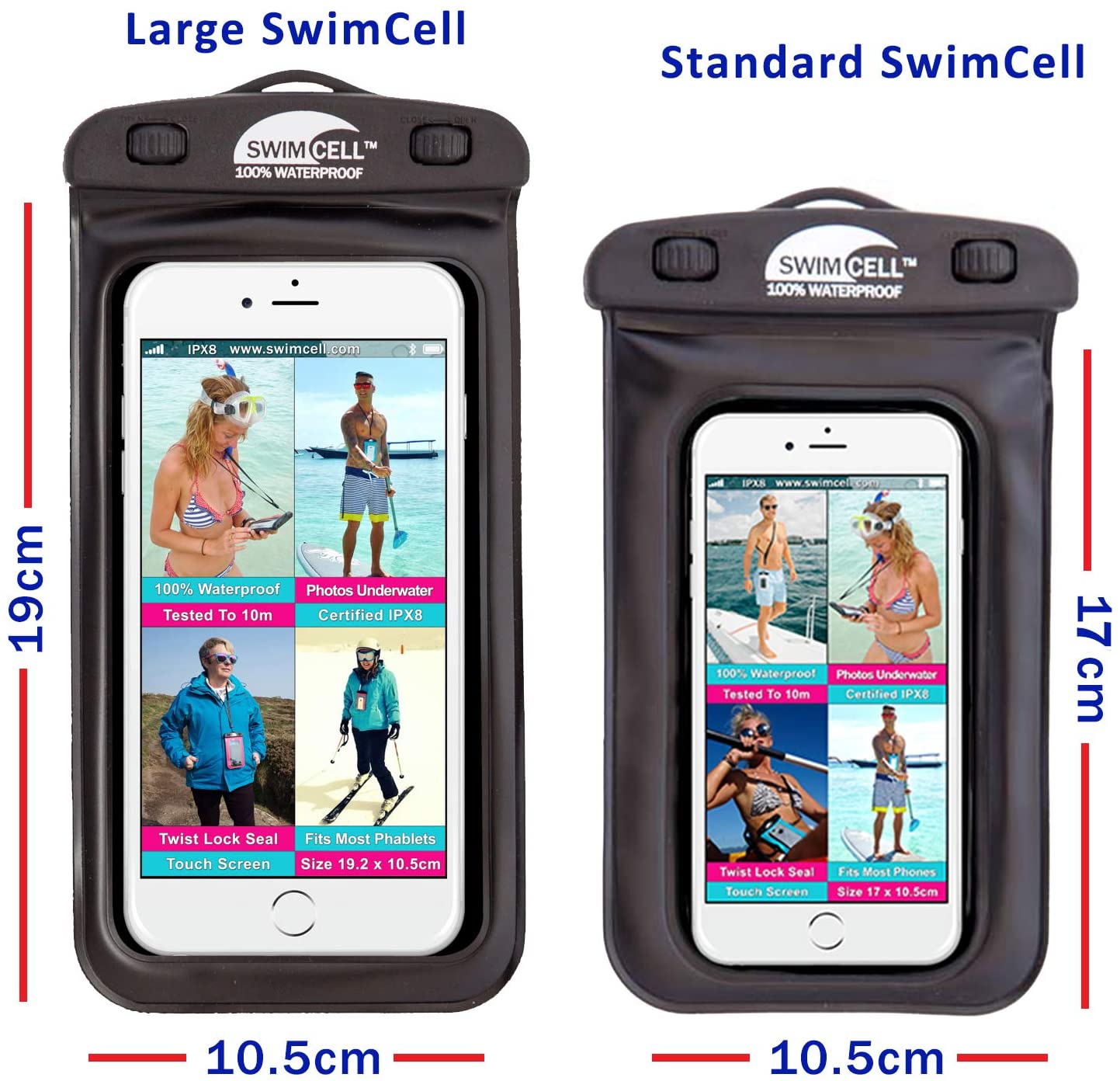 SwimCell Waterproof Phone Case For Swimming, Fits ALL STANDARD Size Mobile Phones 10x16.5cm - Image 2