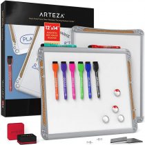 Arteza Framed Magnetic Cork Whiteboard Set, 12x14 inches, 2-Pack Dry Erase Lap Boards with Push Pins, Markers & Magnets for School, Home, Office, Planning, Brainstorming, & Projects