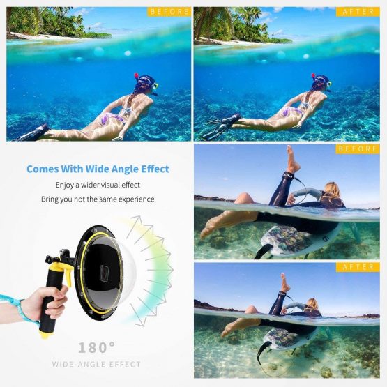 AFAITH Dome Port for GoPro, Underwater 6" GoPro Dome Port Cover Case with Waterproof Lid Case + Floating Bobber Handle + Trigger for GoPro Hero 2018 Hero 6 Hero 5 Black Hero 7 Black - Image 2