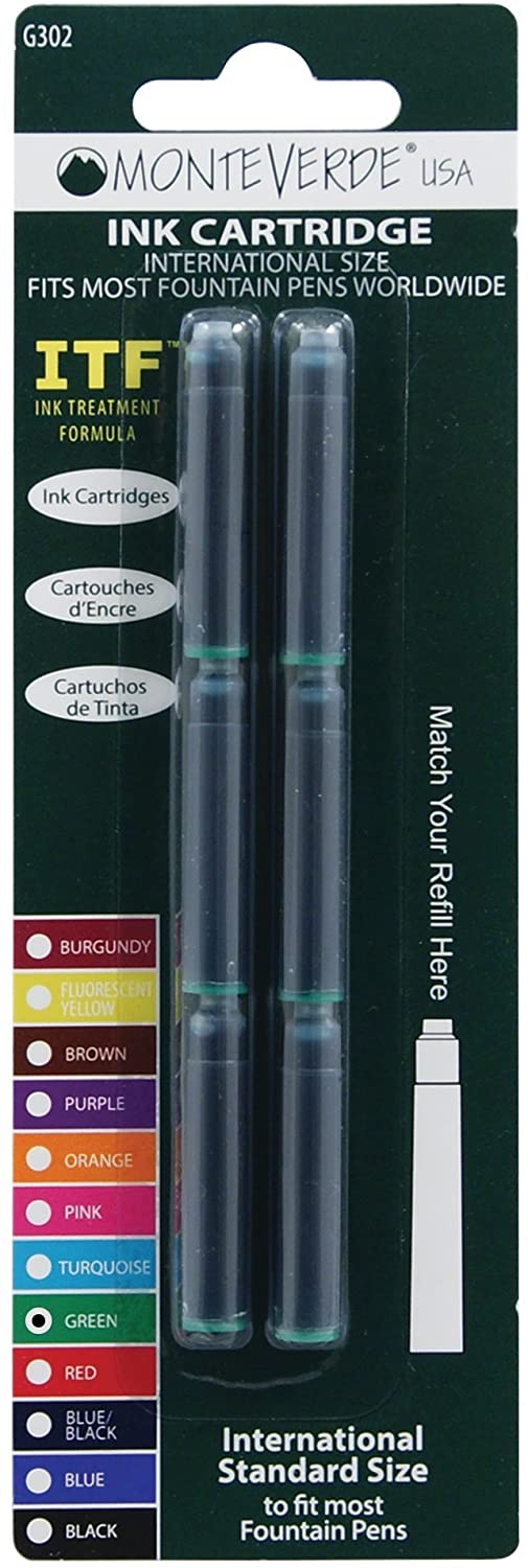 Monteverde International Size Cartridge for Fountain Pens - Green (Pack of 6) - Image 2