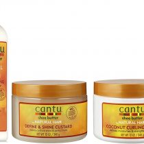 Cantu Shea Butter Moisturizing Curl Activator Cream 12oz with Define & Shine Custard12oz & Coconut Curling Cream 12oz BUNDLE