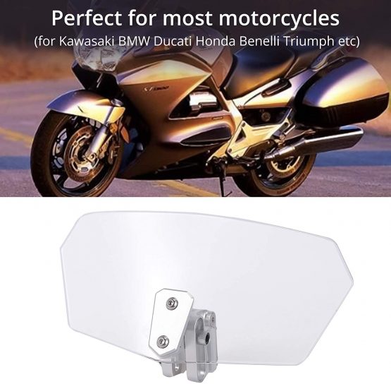 Justech Motorbike Wind Deflector Motorcycle Windscreen Adjustable Clip On Windshield Extension Universal for Motorcycle - Image 2