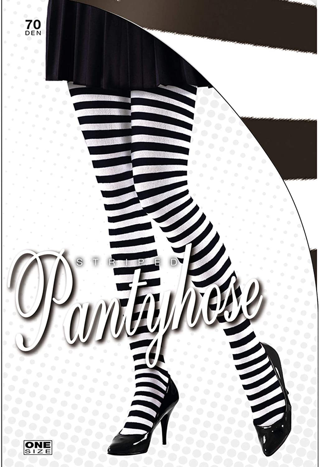 xL Pantyhose Blk - Wht Stripes Accessory Extra Large for Lingerie Fancy Dress, white and black - Image 2