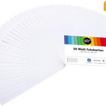 perfect ideaz 50 Sheets White Photo Card, A4 Size (8.27 x 11.69 in), Craft Paper, Dyed Through Sheets, Construction Paper in 300g /qm, Tinted Drawing Carton for Crafts, Quality Sheets