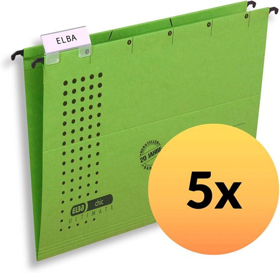 Elba Ultimate 100560142 Suspension Files Opens on Side Pack of 5 Green