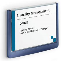 Durable Click Information Sign 149 x 105.5 mm Dark Blue | Door and Wall Sign | Includes Fittings | Ideal for Offices, Hotels, Public Buildings, etc.