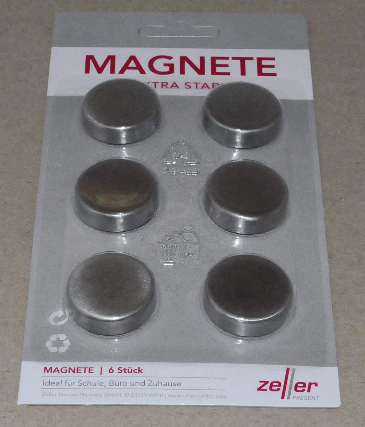 Zeller Magnet Set, Metal, Multi-Colour, 6-Piece, 2.7 x 2.7 x 10 cm - Image 2