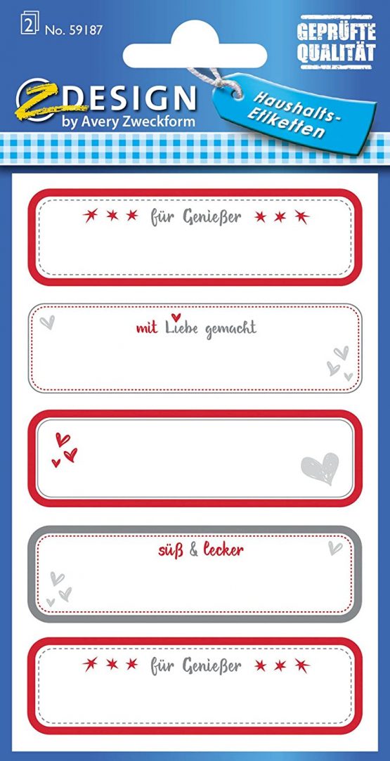 Avery Zweckform Etikett Paper Jam Jar Labels – Grey Red - Image 2
