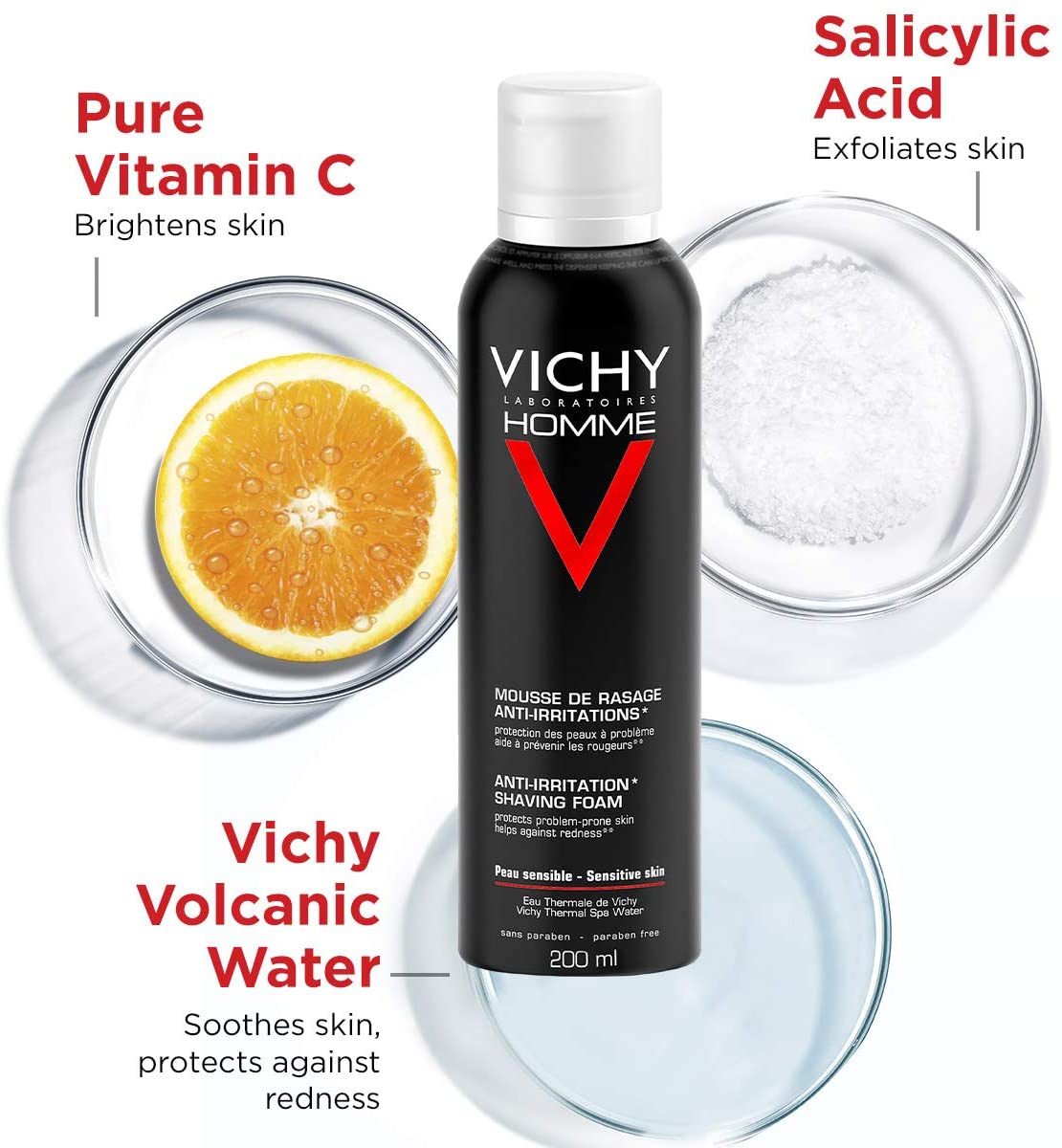Vichy Homme Anti-Irritation Shaving Foam 200ml, multi-colord, 10.73 l (Pack of 1) - Image 4