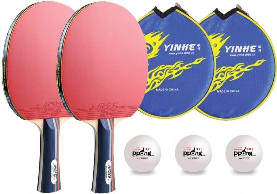 PPong Table Tennis Bats, Racket Case and Balls, Ping Pong Balls with Bats 2 Player Set, Table Tennis Set for Family Activity, School and Sports Club