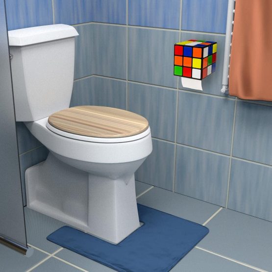 getDigital Magic Cube Toilet Paper Holder - Novelty Tissue Roll Dispenser with Lid and Storage Shelf for Your Mobile Phone - No Drilling or Wall-Mounted with Screws - Image 2