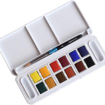 Daler Rowney Aquafine Watercolour 12 Half Pans Travel Set, Assorted, 1 Count (Pack of 1)
