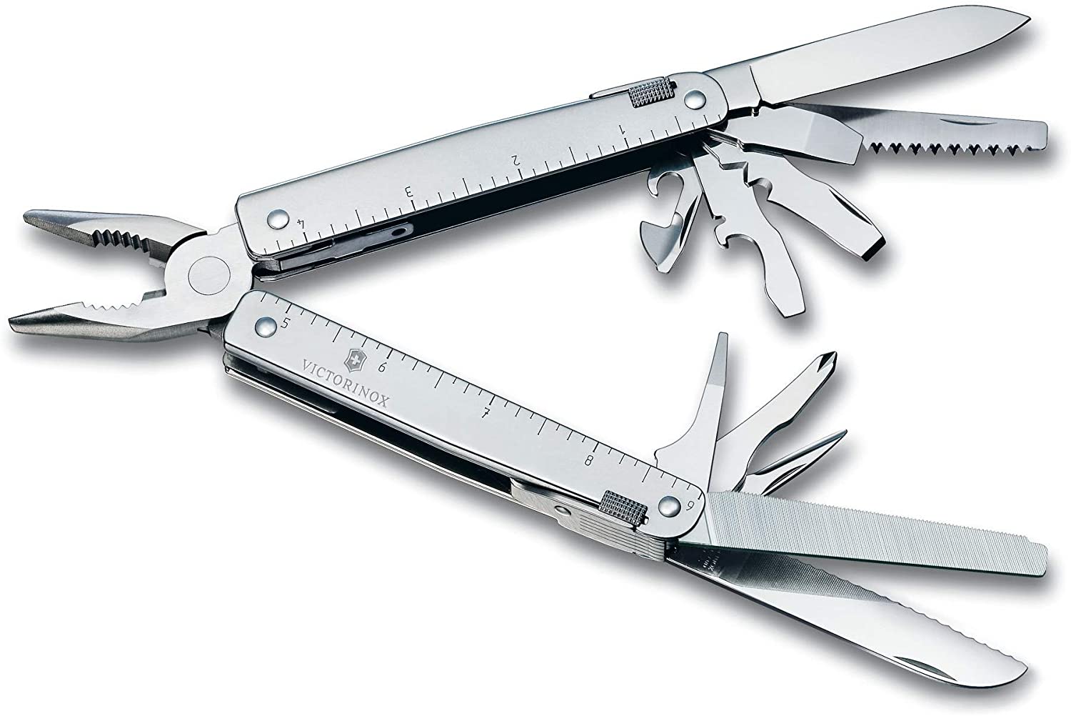 Victorinox Swiss Tool Swiss Army Pocket Knife, Large, Multi Tool, 26 Functions, Locking Blade, Case, Silver
