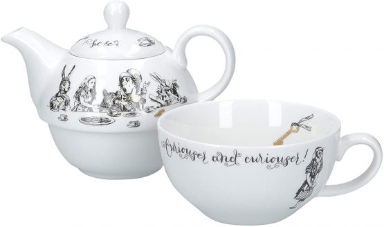 V&A Alice in Wonderland Tea for One Teapot and Cup Set in Gift Box, Fine China, White, 250 ml - Image 2