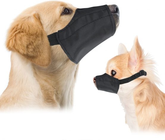 Downtown Pet Supply Quick Fit Large Dog Muzzle with Adjustable Straps, black nylon, Size 3 XL, Fits short snouted dogs, 27 cm